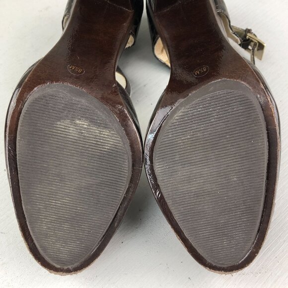 MMK Michael Kors Women's Size 8.5M Brown Leather Ankle Strap High Heel Pumps - Picture 12 of 15